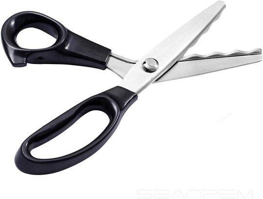 Fabric Pinking Shears – Professional Stainless Steel Scissors with Black Handle, 18mm Scalloped Blade